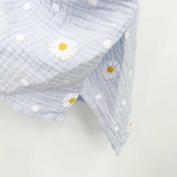 Easel Womens Boho Spring Gauzy Striped Daisy Floral Printed Top Size 1X Blue - Picture 6 of 10